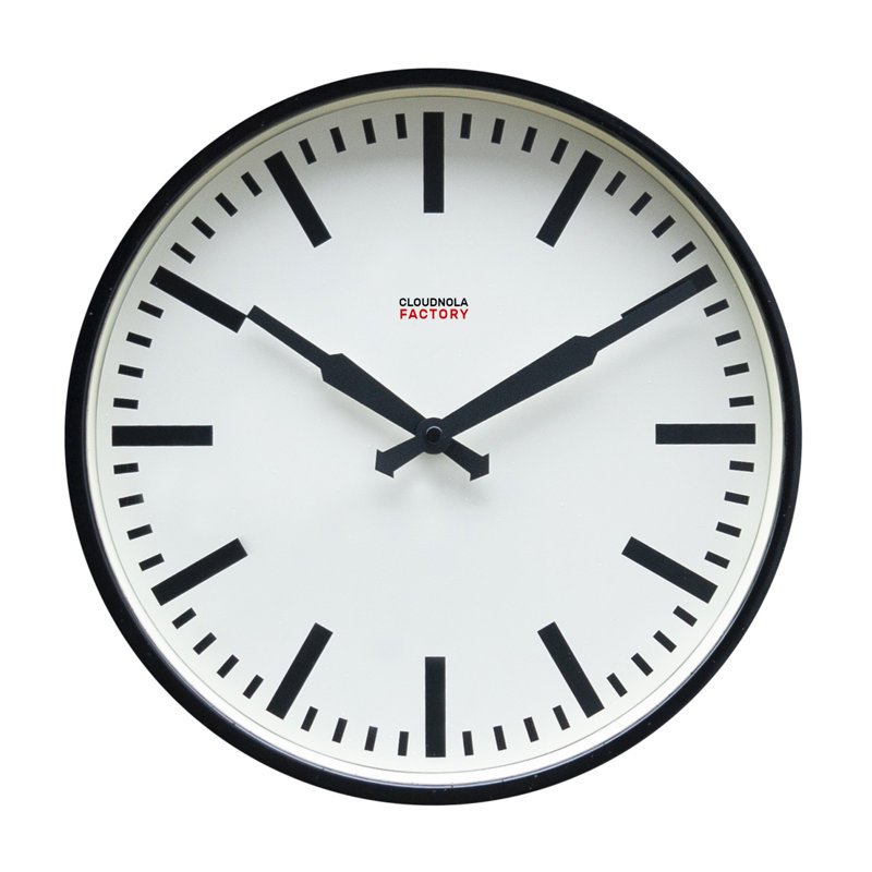 12'' Black and White Metal Wall Clock with Silent Quartz Movement