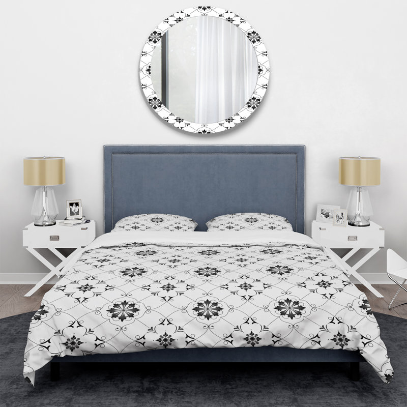 Ensemble de housse de couette blanc Modern Quatrefoil II - Modern, Housse de couette simple et deux taies décorative