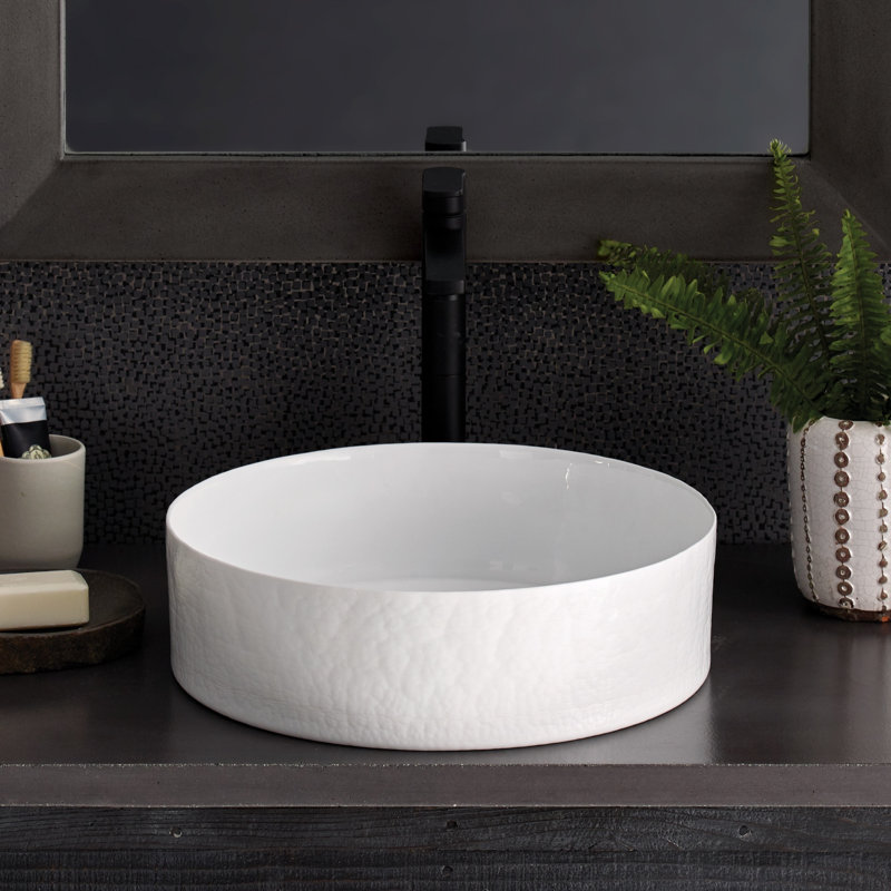 Murano Glass Handmade Circular Vessel Bathroom Sink, Bianco