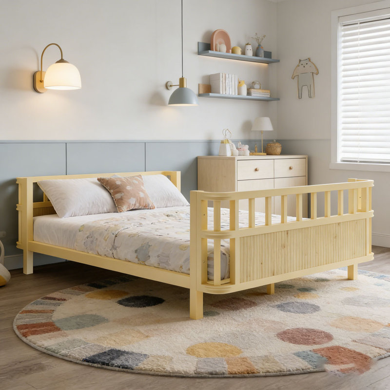 lit plateforme en bois, Lit double, Naturel
