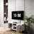 Stylish Tv Stand For 60 - 69 Inches Tvs, Wave Design Doors, Central Open Shelf Media Players, Removable Shelf, White Cabinet With Gold Highlights In Living Room Modern Decor And Adjustable Storage,