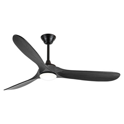 60in Solid Wood Ceiling Fan with Light and Remote, Modern Farmhouse Ceiling Fan, Propeller Style Solid Wood Blades, Quiet Reversible DC Motor, 3 Color Temperature Dimmable LED Light for Living Room, Dining Room and Indoor Spaces.