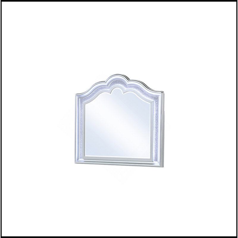 Miroir de style contemporain en bois argenté