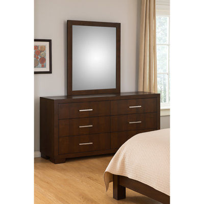 Bela Wide Dresser With Mirror And 6 Drawers, Silver, Cappuccino Brown