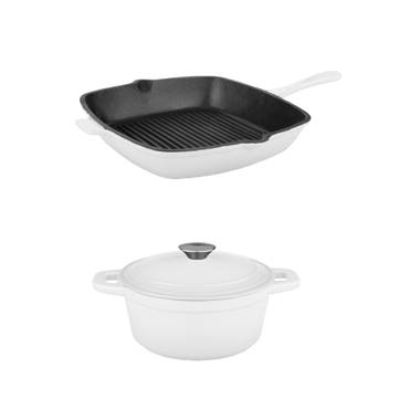BergHOFF Neo 3Pc Cast Iron Cookware Set, 3qt. Covered Dutch Oven & 10 Fry  Pan, Oyster