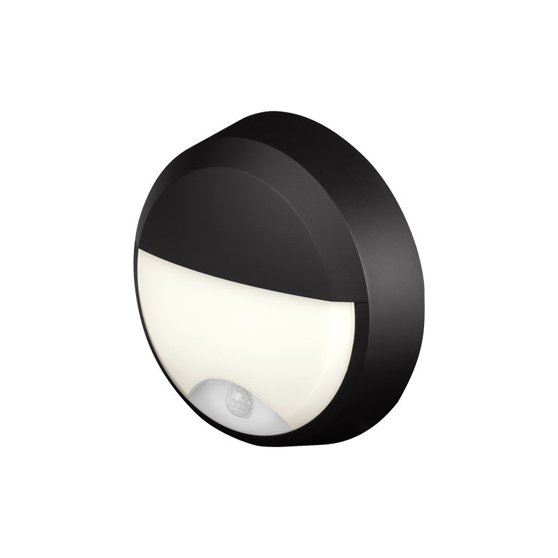 Pylus Outdoor Round Eyelid Wall Light 660lm Bulkhead IP54 LED Integrated Exterior Light, Black