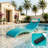 HDPE Foldable In-Pool Outdoor Chaise Lounge - Set of 2, Blue-126552654