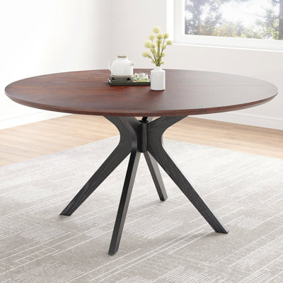 Table de salle à manger 47,2 "en bois massif pour 4 à 6 personnes avec base piédestal entrecroisée