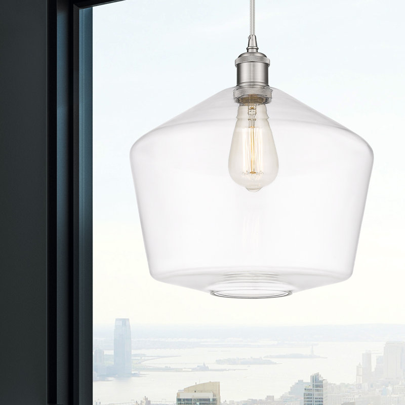 Luminaire suspendu simple à 1 lumière Gabbie, Nickel satiné brossé