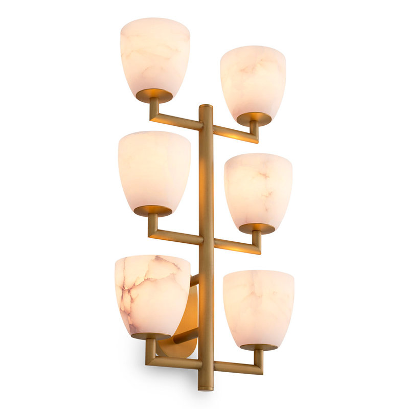 Wall Lamp Valerius Alabaster Antique Brass Finish