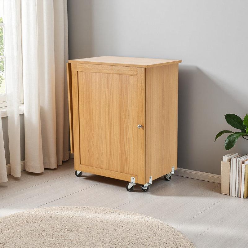 Table de couture pliante, table de machine à coudre polyvalente avec un design compact, roues, tablettes, plateaux de rangement, chevilles en bois et portes magnétiques, armoire de bureau de couture pour machine à coudre