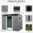 8 Ft X 6 Metal Shed For Garden With Inclined Slope Roof & Anchor - Stable (gray Storage Unit Galvanized Steel Panels