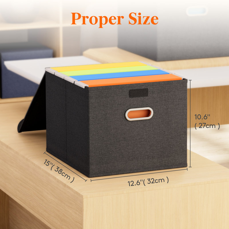 File Organizer Box With Lids, Portable Storage File Boxes With Plastic Slide, Hanging File Boxes Document Storage For School Home Office Supplies, Decorative Folders Storage System