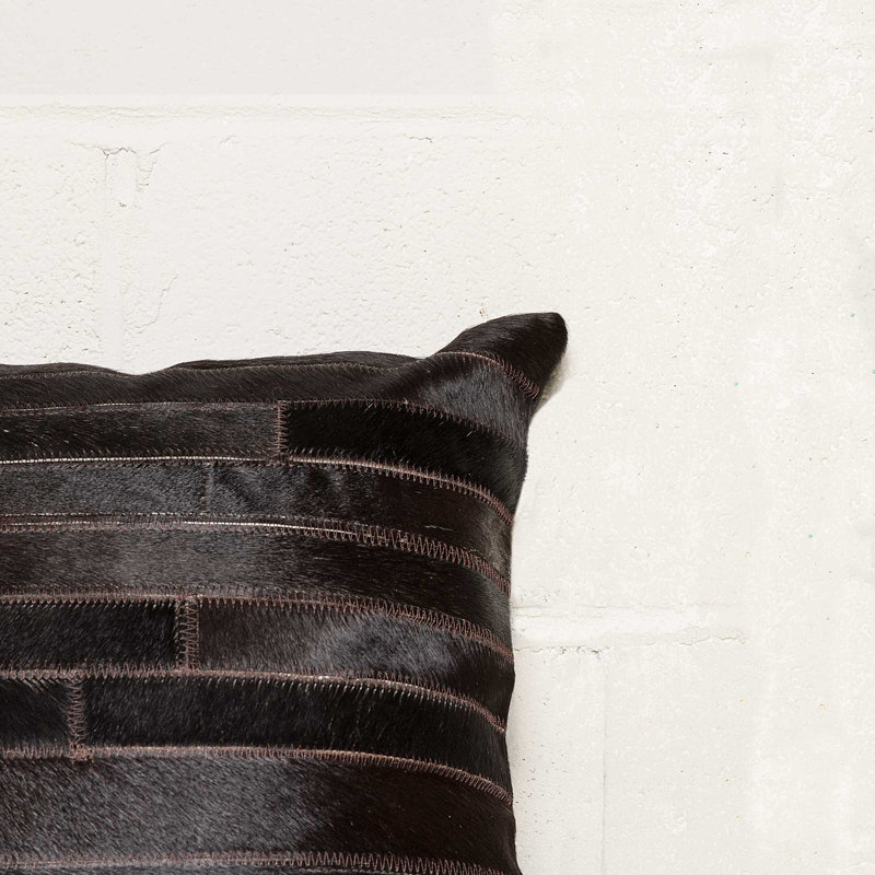 Graham Cowhide Throw Square Pillow Cover & Insert, Chocolate