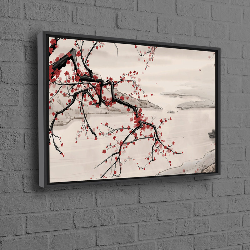 Japanese Sakura Bonsai Tree Wall Decor Art Reproduction on Framed Canvas Perfect as a Gift or Canvas Wall Art for Your Home