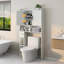 Rangement autoportant au-dessus de la toilette de 32 po, armoire de rangement de salle de bain, armoire de salle de bain de ferme avec porte de grange et tablettes réglables pour la salle de bain, les toilettes, la buanderie, le support d'économie d'espace, blanc