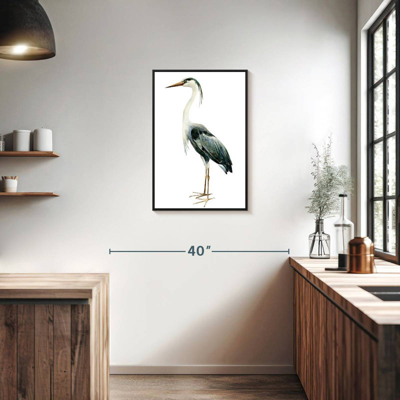 Profil du héron, Cadre flottant noir, 21 po x 31 po