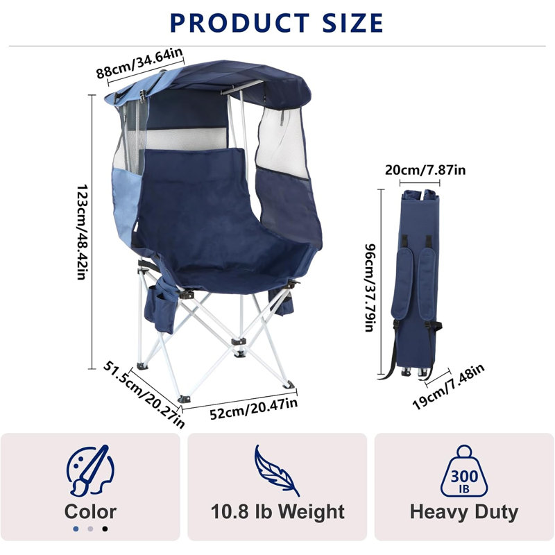 Folding Camping Chairs Canopy Outdoor: Sports Portable Beach Chair