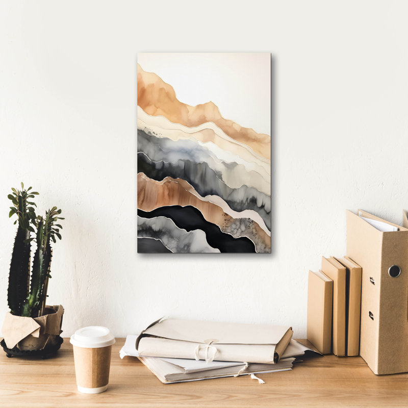 "Black & Beige Landscape 4" par Petals Prints Design, H 18 po x l 12 po x P 0,75 po