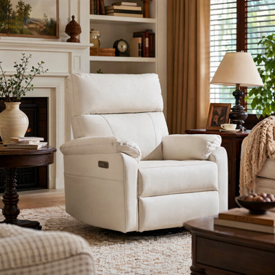 Power Recliner Chair With Adjustable Lumbar Support,swivel Rocker Chair With Overstuffed Armrests, Usb & Type-c