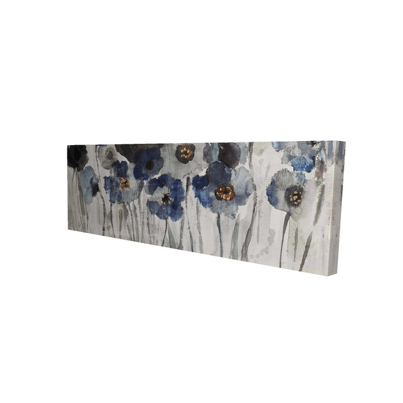Toile à motif floral bleu botanique | Décoration bleue fleurs bleues floues