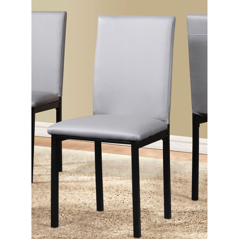 4 chaises de salle à manger avec cadre en métal, siège en similicuir gris