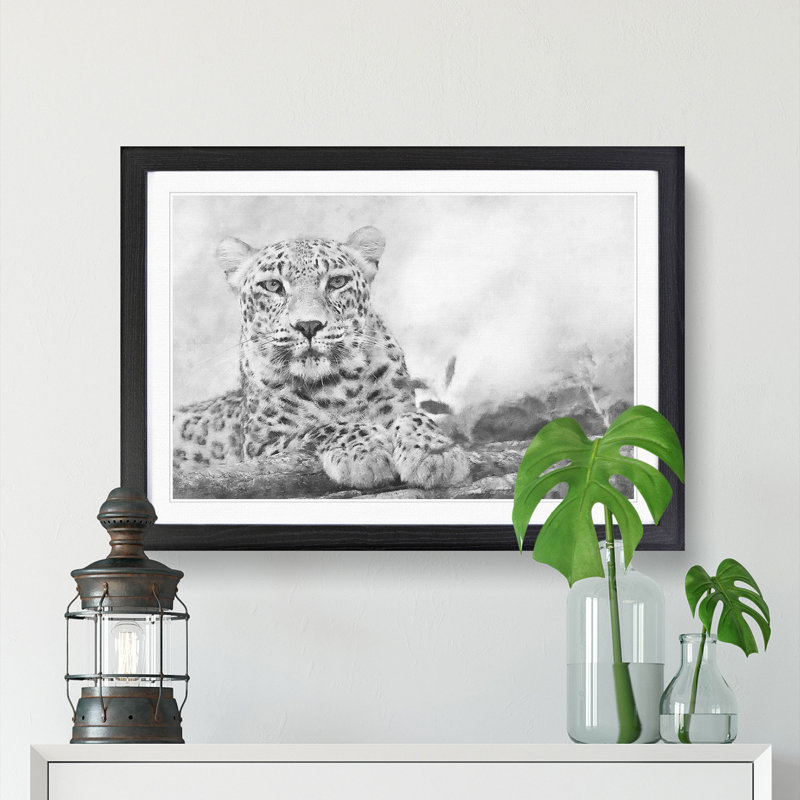 Leopard Resting - Picture Frame Photograph Print, Black Framed, 62cm H x 87cm W x 2cm D