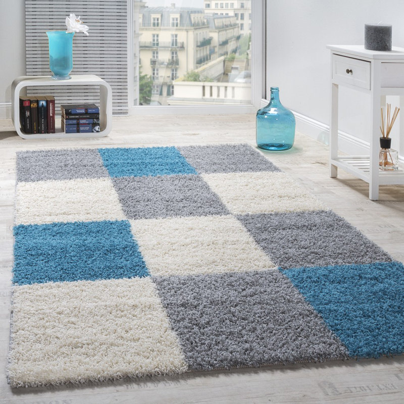 Sahag Chequered Shag Area Rug, Rectangular 240 x 320cm