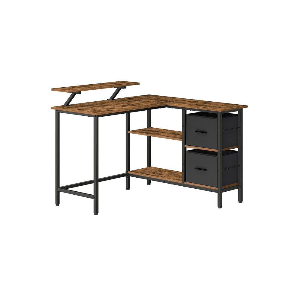 Industrial Rustic L-Shaped Corner Computer Desk With Drawers