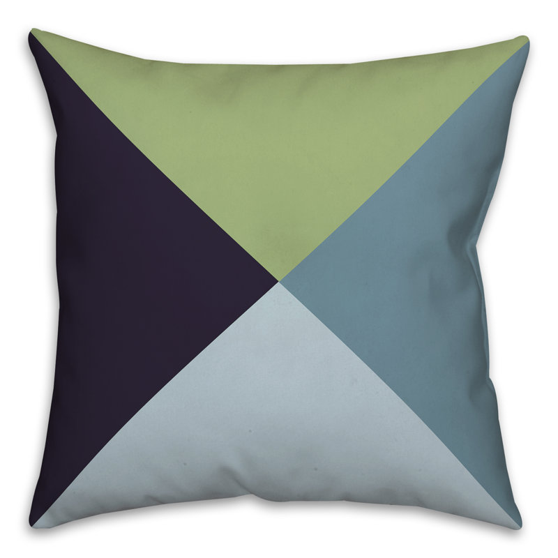 Geometric Outdoor Reversible Throw Pillow, Blue/Green