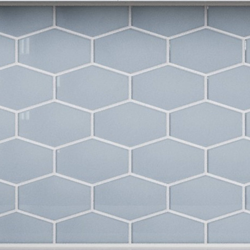 Long Hex 10.60in.x11 in. Glass Mosaic Tile, Caribbean Blue Gloss