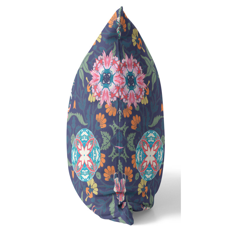 Amaretto Reversible Throw Pillow, 26"x26", Blue/Pink