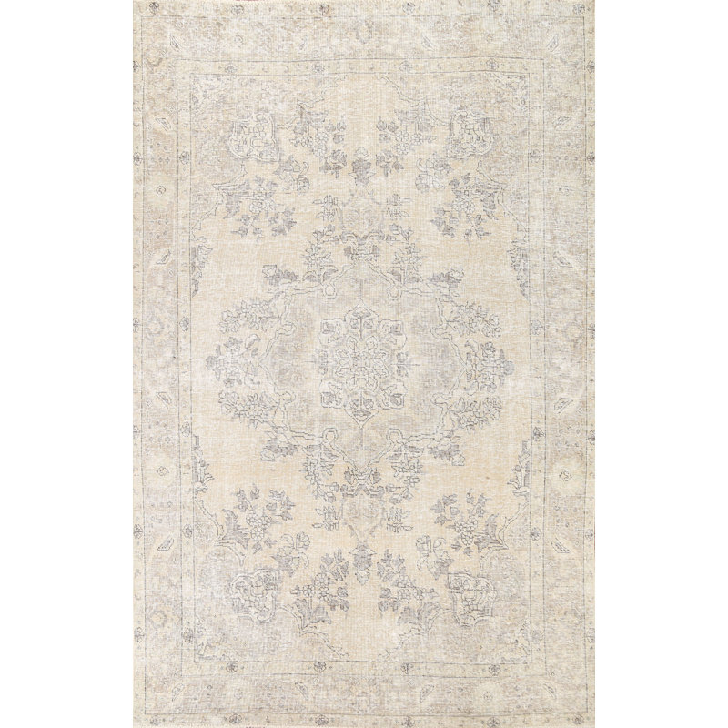 Tapis Tabriz patiné délavé noué à la main 6 x 9