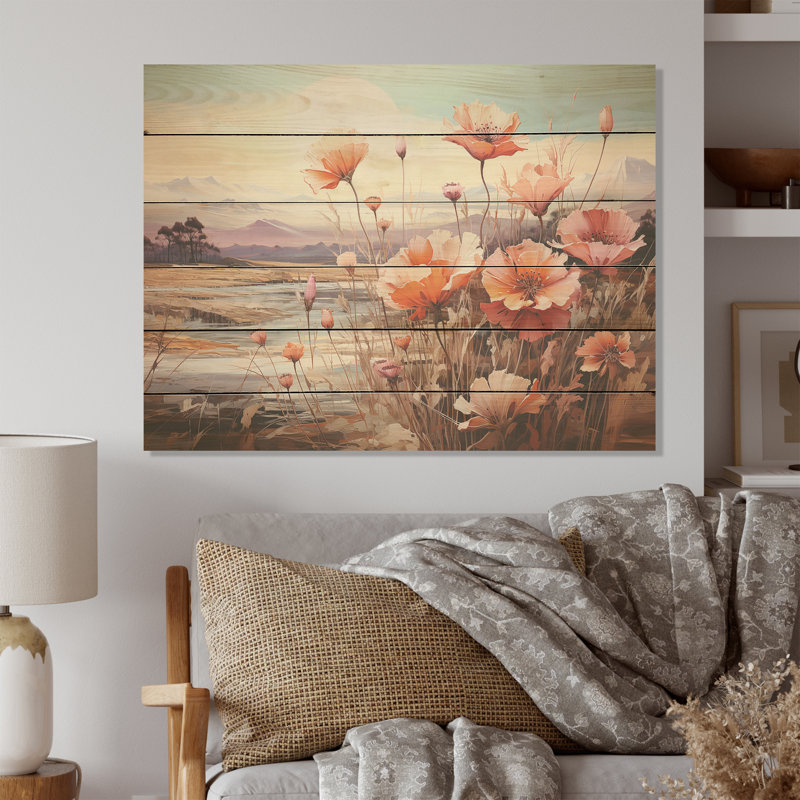 Blooming Prairie Dreams - prairies, art sur bois de pin naturel, H 10 po x l 20 po