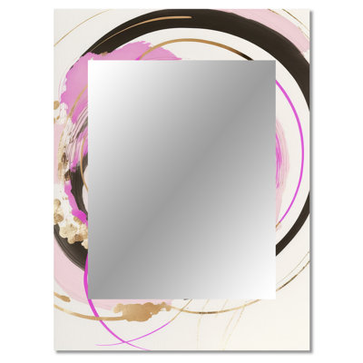 Pink And Gold Minimalist Art II - Minimalism Large Wall Mirror, Modern Unique Mirror, Printed Metal Art