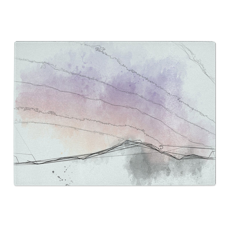 Tempered Glass Lilac Sky Above the Mountain Chopping Board, 20 cm x 28.5 cm