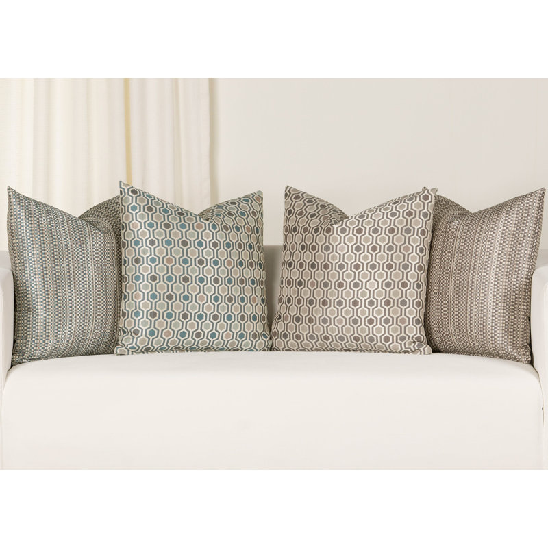 Hamburgo Geometric Stitched Throw Pillow, Blue, 30" x 30"