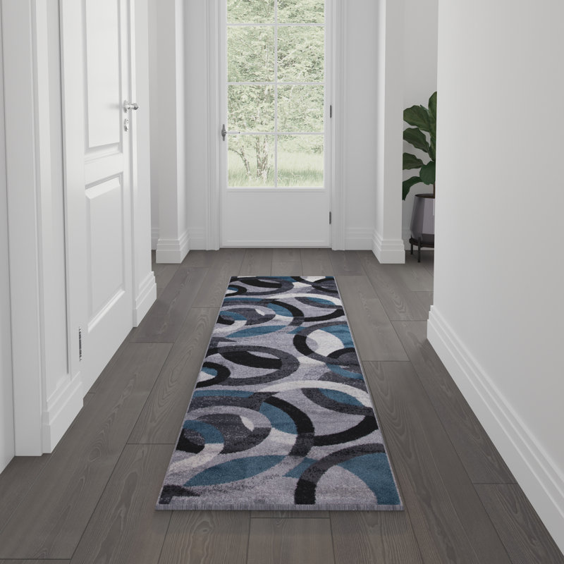 Tapis à motif géométrique moderne Yadid, Tapis de couloir de 2 pi x 7 pi