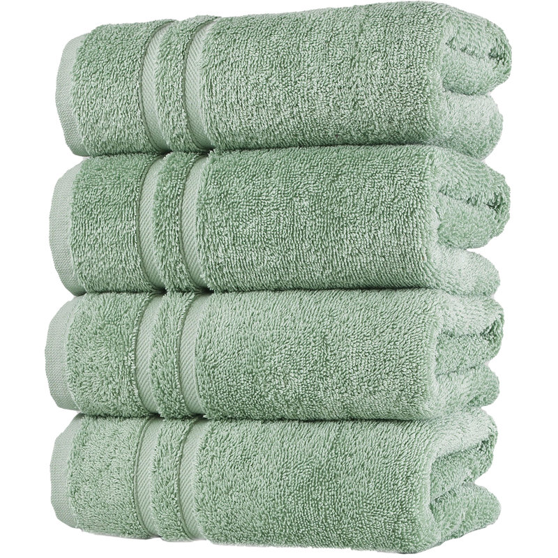Varley - Essuie-mains 100% coton turc de qualité supérieure pour la salle de bain, Vert clair, Hand Towels - 4 Pack