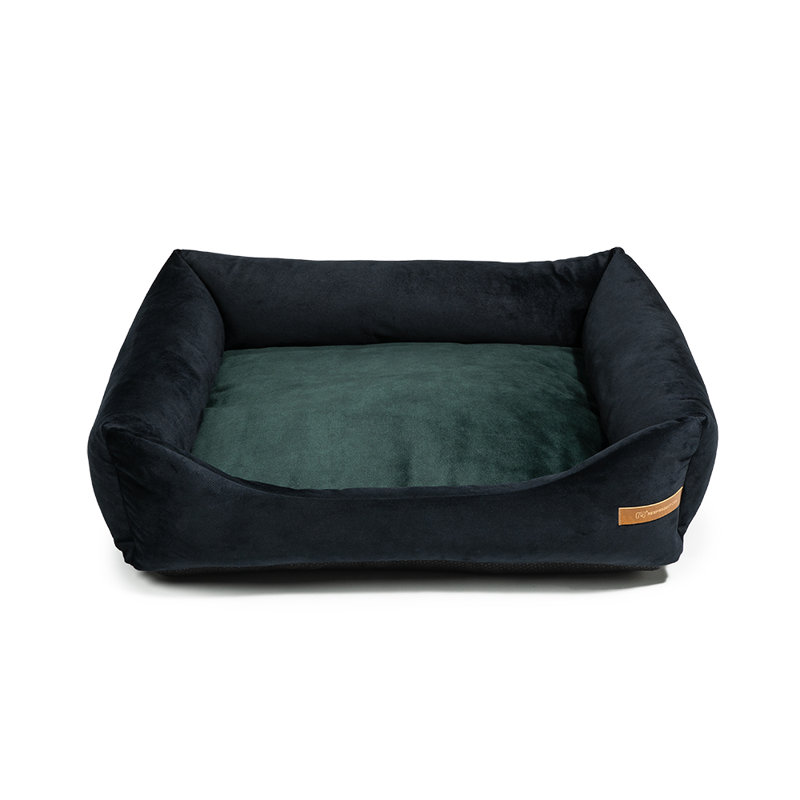 Orthopedic Polyester Pet Bed, Black/Dark Green, 15cm H x 65cm W x 75cm D