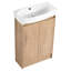 Meuble-lavabo autoportant de 23 po pour salle de bain - moderne, compact, portes à fermeture douce, espace de rangement intérieur moderne avec lavabo en céramique autoportant, options abondantes