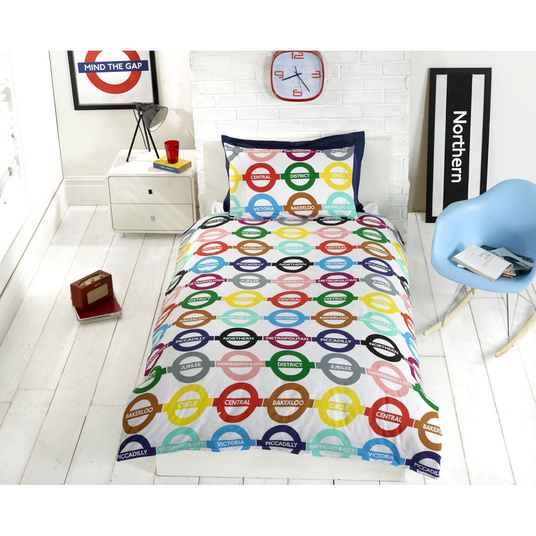 London Underground Multicolour Reversible Duvet Cover Set