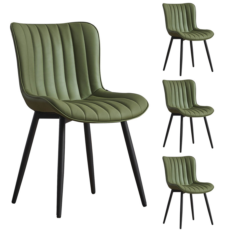 Chaises de salle à manger rembourrées en similicuir Heitger, Vert