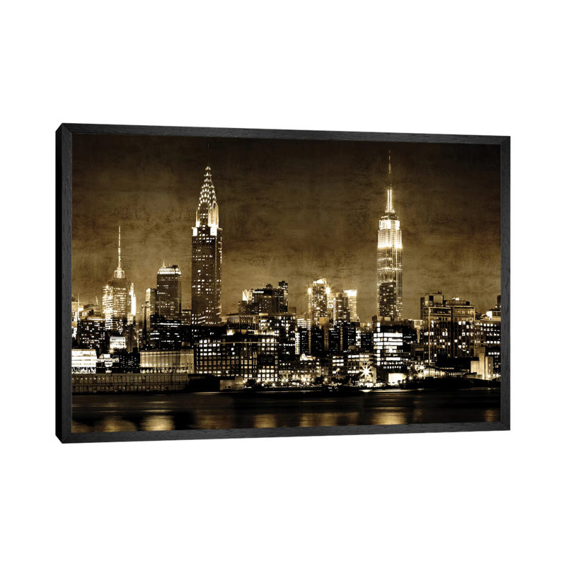 NYC in Sepia 1 Piece Wall Art on Canvas, 66.04 cm H x 45.72 cm W, Black Framed Canvas