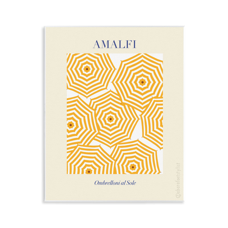 Plaque murale jaune avec parapluies Amalfi, design par A Barefoot Stylist