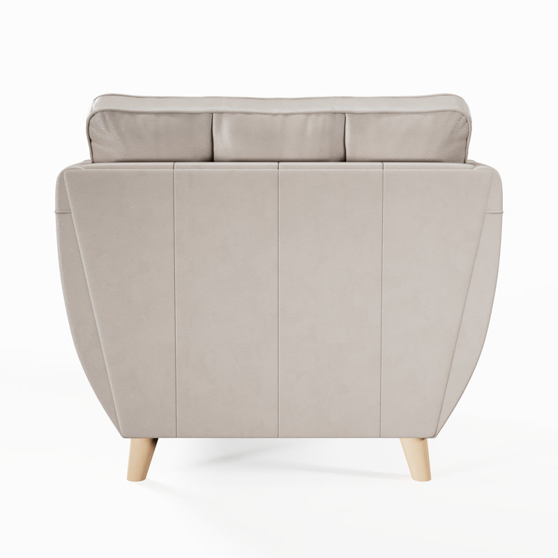 Marylin Leather Armchair, Cloud Grey, Light Wood