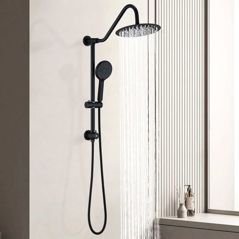 10" Rain Shower Head & Handheld - Matte Black Metal Lime Easily With And Diverter Valve Included