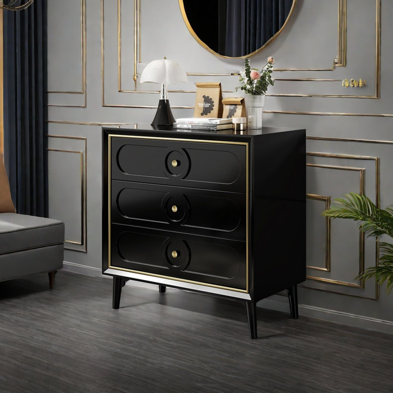 Modern luxury extremely simple drawer accent chest, Black