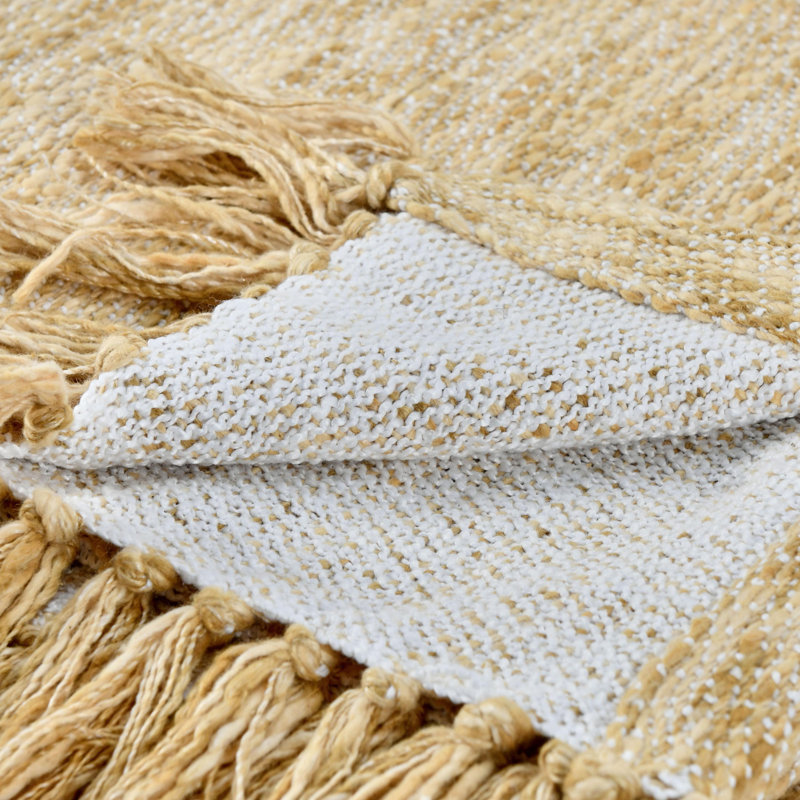 Sharma Hand Woven Throw Blanket, Yellow