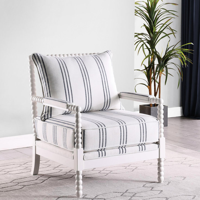 Chaise d'appoint 34 po avec rayures bleu marine et rayures blanches - ajoute un nouveau look
